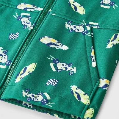 Toddler Boys' Full Zip Racecar Softshell Jacket - Cat & Jack™ Green 3 Toddler Boys' Full Zip Racecar Softshell Jacket - Cat & Jack™ Green - Image 3