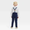 Toddler Boys' Long Sleeve Button-Down Shirt And Suspender Pants Set - Cat & Jack™ White
