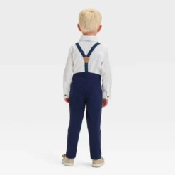 Toddler Boys' Long Sleeve Button-Down Shirt And Suspender Pants Set - Cat & Jack™ White