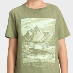 Boys' Short Sleeve Big Sky Graphic T-Shirt - Cat & Jack™ Olive Green