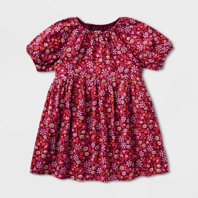 Toddler Girls' Adaptive Short Sleeve Woven Dress - Cat & Jack™ Burgundy 4 Toddler Girls' Adaptive Short Sleeve Woven Dress - Cat & Jack™ Burgundy - Image 4