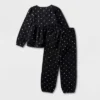 Girls' 2pc Adaptive Long Sleeve Dressy Top And Bottom Set - Cat & Jack™ Black