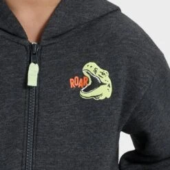Toddler Boys' Halloween Dino Zip-Up Hoodie - Cat & Jack™ Black