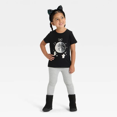 Toddler Girls' Short Sleeve Halloween Graphic T-Shirt - Cat & Jack™ Black 3 Toddler Girls' Short Sleeve Halloween Graphic T-Shirt - Cat & Jack™ Black - Image 3