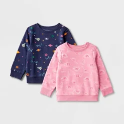 Toddler Girls' 2pk Fleece Pullover Sweatshirt - Cat & Jack™ Pink/Navy Blue -Cat & Jack GUEST 0a2be6c2 0cff 4420 a68e 4dbed2dcd113