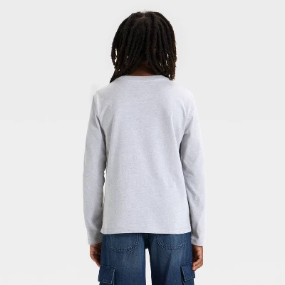 Boys' Long Sleeve 'Gray Wolf' Graphic T-Shirt - Cat & Jack™ Light Gray 2 Boys' Long Sleeve 'Gray Wolf' Graphic T-Shirt - Cat & Jack™ Light Gray - Image 2
