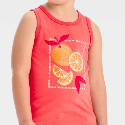 Toddler Girls' 'Oranges' Graphic Tank Top - Shirt - Cat & Jack™ Coral Orange 1 Toddler Girls' 'Oranges' Graphic Tank Top - Shirt - Cat & Jack™ Coral Orange