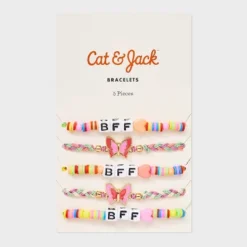 Girls' 5pk BFF Friendship With Butterflies Bracelet Set - Cat & Jack™️: Beaded Stretch, Pull-On Closure