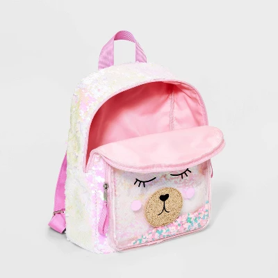Girls' 10.5" Sequin Llama Backpack - Cat & Jack™ Pink 2 Girls' 10.5" Sequin Llama Backpack - Cat & Jack™ Pink - Image 2
