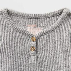 Toddler Girls' Adaptive Long Sleeve Henley Peplum Shirt - Cat & Jack™ Heather Gray -Cat & Jack GUEST 1638a890 fa0b 45fa b069 429ebbea7002