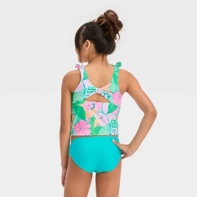 Girls' 'Tropical Dreaming' Floral Printed Tankini Set - Cat & Jack™ 2 Girls' 'Tropical Dreaming' Floral Printed Tankini Set - Cat & Jack™ - Image 2