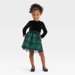Toddler Girls' Checkered Dress - Cat & Jack™ Green -Cat & Jack GUEST 16ec9850 67e3 48a2 80ab e7d94c434f9c