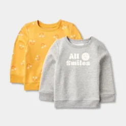 Toddler Girls' 2pk Fleece Pullover Sweatshirt - Cat & Jack™ Heather Gray/Yellow -Cat & Jack GUEST 1712f19a 9aea 4e25 b01d 3f014e709a5f