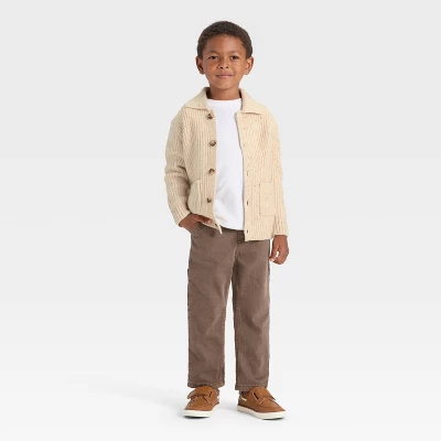 Toddler Boys' Button-Up Cardigan - Cat & Jack™ Oatmeal 2 Toddler Boys' Button-Up Cardigan - Cat & Jack™ Oatmeal - Image 2