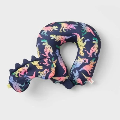 Kids' Neck Pillow And Eye Mask Set Dino - Cat & Jack™ 3 Kids' Neck Pillow And Eye Mask Set Dino - Cat & Jack™ - Image 3
