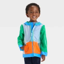Toddler Boys' Colorblock Clear Rain Jacket - Cat & Jack™ Green/Blue/Orange -Cat & Jack GUEST 1b29a13d c1cc 483d 8037 b54714999499
