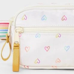 Girls' Heart Print Fanny Crossbody Bag - Cat & Jack™️ White: Adjustable Strap, Lightweight Miniature Design, Woven Polyester -Cat & Jack GUEST 1d489165 0085 4906 a102 2946c513b924