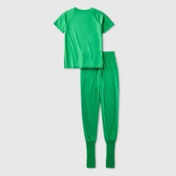 Kids' Adaptive 2pc Port Access Pajama Set - Cat & Jack™ Green
