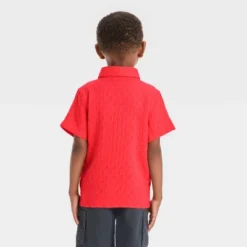 Toddler Boys' Checkered Jacquard Shirt - Cat & Jack™ Red/Orange