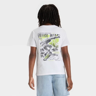 Boys' Short Sleeve 'Venice Beach' Graphic T-Shirt - Cat & Jack™ Off-White 2 Boys' Short Sleeve 'Venice Beach' Graphic T-Shirt - Cat & Jack™ Off-White - Image 2