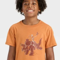 Boys' Short Sleeve Skeleton Rodeo Graphic T-Shirt - Cat & Jack™ Dark Brown