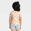 Toddler Girls' Short Sleeve Floral Ribbed T-Shirt - Cat & Jack™ Beige 2T