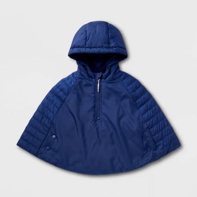 Toddler Adaptive Quilted Cape Jacket - Cat & Jack™ Navy Blue 4 Toddler Adaptive Quilted Cape Jacket - Cat & Jack™ Navy Blue - Image 4