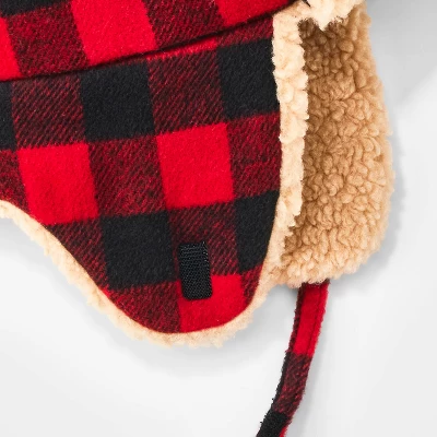 Toddler Boys' Plaid Trapper Hat - Cat & Jack™ Red 2 Toddler Boys' Plaid Trapper Hat - Cat & Jack™ Red - Image 2