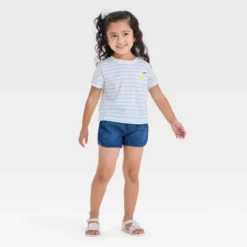 Toddler Girls' Lemon Striped Graphic T-Shirt - Cat & Jack™ Light Blue -Cat & Jack GUEST 2d95e8d8 4c1c 4b21 87fd ca0a61035346