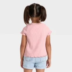 Toddler Girls' Short Sleeve Flower Ribbed T-Shirt - Cat & Jack™ Light Mauve 3T -Cat & Jack GUEST 3063aad7 da90 4205 b539 c3ac92de6717 3
