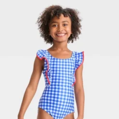 Girls' Gingham Check One Piece Swimsuit - Cat & Jack™ Blue -Cat & Jack GUEST 30850d48 4466 4f6f bdf8 962533651cc2