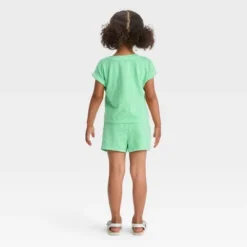 Toddler Girls' Seashell Washed Top & Bottom Set - Cat & Jack™ Green