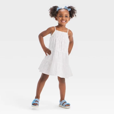 Toddler Girls' Eyelet Embroidered Tank Dress - Cat & Jack™ White 2 Toddler Girls' Eyelet Embroidered Tank Dress - Cat & Jack™ White - Image 2