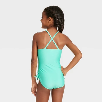 Girls' Fancy Scales One Piece Swimsuit - Cat & Jack™️ Light Teal Green 2 Girls' Fancy Scales One Piece Swimsuit - Cat & Jack™️ Light Teal Green - Image 2