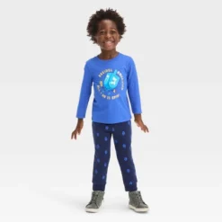 Toddler Boys' 2pc Dreidel Printed Long Sleeve Graphic T-Shirt And Fleece Jogger Pants Set - Cat & Jack™ Blue -Cat & Jack GUEST 3427af2d 46de 40c8 87e1 c40fb874426f