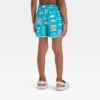 Toddler Boys' Postcard Print Dolphin Hem Swim Shorts - Cat & Jack™ Green