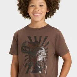 Boys' Short Sleeve Dinosaur Graphic T-Shirt - Cat & Jack™ Brown