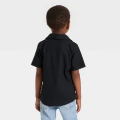 Toddler Boys' Short Sleeve Halloween Button-Down Shirt - Cat & Jack™ Black
