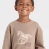 Toddler Boys' Western Horse Sweatshirt - Cat & Jack™ Beige