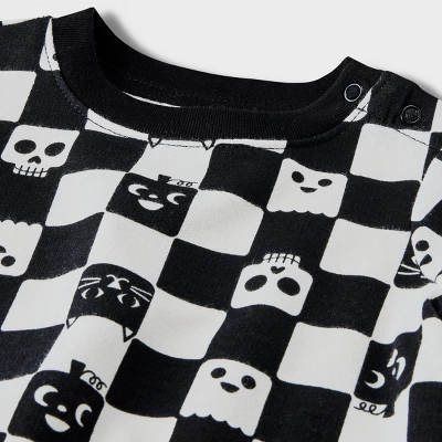 Baby 2pc Checkered Sweatshirt & Jogger Pants Set - Halloween - Cat & Jack™ Black 2 Baby 2pc Checkered Sweatshirt & Jogger Pants Set - Halloween - Cat & Jack™ Black - Image 2