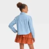 Girls' Long Sleeve Button-Down Woven Top - Cat & Jack™ Light Wash