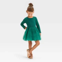 Toddler Girls' Dot Long Sleeve Knit Tulle Dress - Cat & Jack™ Green 5 Toddler Girls' Dot Long Sleeve Knit Tulle Dress - Cat & Jack™ Green -Cat & Jack GUEST 3e761a1f 168d 498c add3 8ee80d04683b