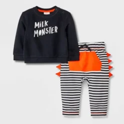 Baby 2pc Milk Monster Long Sleeve Top & Bottom Set - Halloween - Cat & Jack™ Black -Cat & Jack GUEST 4080aef2 40ac 4df1 87bc 32bee71760fe