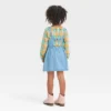 Toddler Girls' Plaid Long Sleeve Top & Denim Skirtall Set - Cat & Jack™ Blue