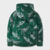 Toddler Boys' Dino Printed Quilted Reversible Puffer Jacket - Cat & Jack™ Dark Green