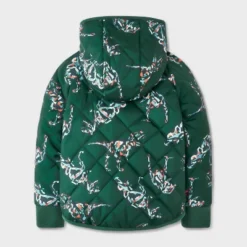 Toddler Boys' Dino Printed Quilted Reversible Puffer Jacket - Cat & Jack™ Dark Green