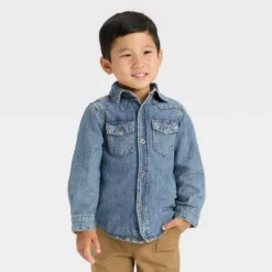 Toddler Boys' Long Sleeve Denim Button-Up Jacket - Cat & Jack™ Dark Wash -Cat & Jack GUEST 45f4f819 1b11 4ee2 9e0f 4c9405294fd8
