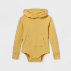 Girls' Adaptive Hooded Adjustable Long Sleeve Bodysuit - Cat & Jack™ Light Mustard Yellow -Cat & Jack GUEST 475d5208 1ec9 461d b5a3 e763d65b2c75