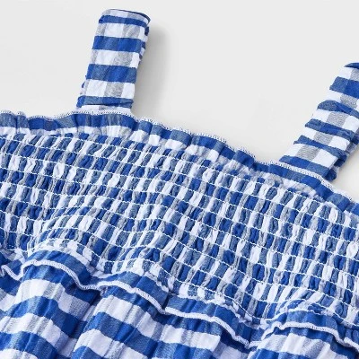 Baby Girls' Gingham Romper - Cat & Jack™ Blue 2 Baby Girls' Gingham Romper - Cat & Jack™ Blue - Image 2