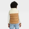 Toddler Boys' Dressy Faux Shearling Puffer Vest - Cat & Jack™ Brown